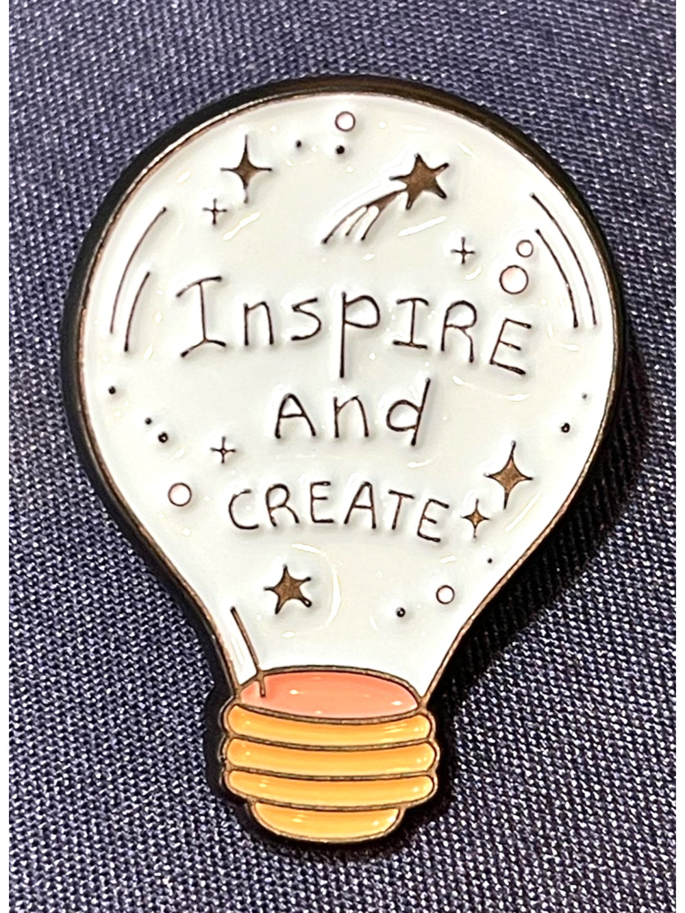 NWOT Lightbulb Lapel Pin Brooch Enamel Inspire And Create Art Letters Idea